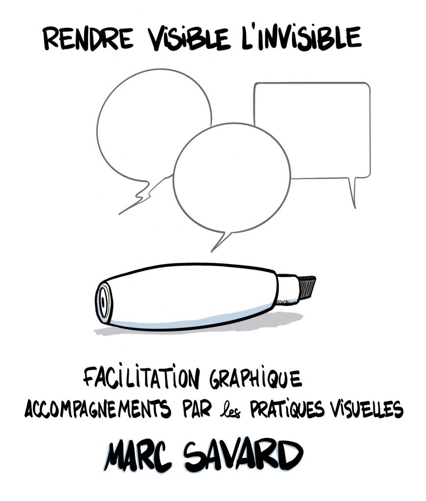Rendre visible l'invisible
Marc Savard :
Facilitation graphique,
Accompagnements par les pratiques visuelles